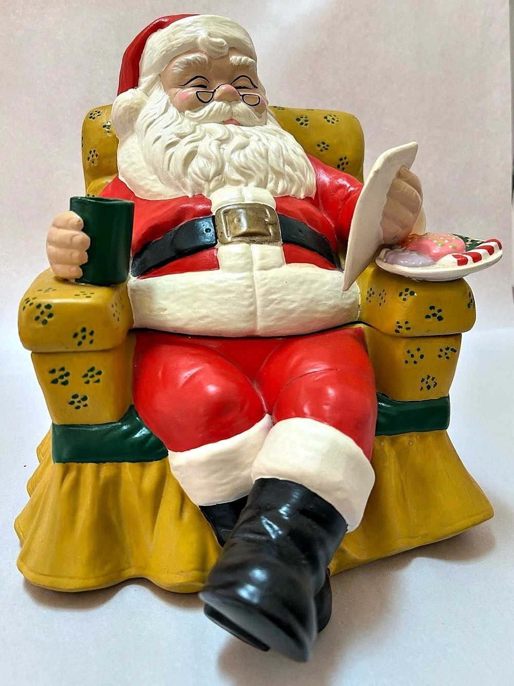Alberta's Molds Santa Claus Sitting in Chair with Milk & Cookies and Child's